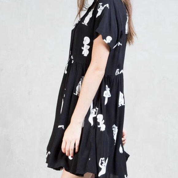 Lazy Oaf x Casper printed button down minidress RARE - Picture 3 of 7